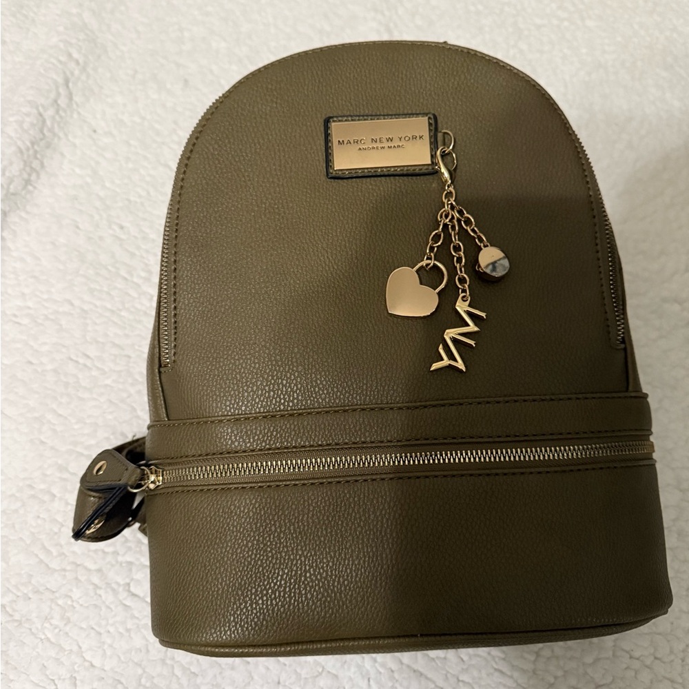 Marc New York Khaki Backpack with Gold Accents